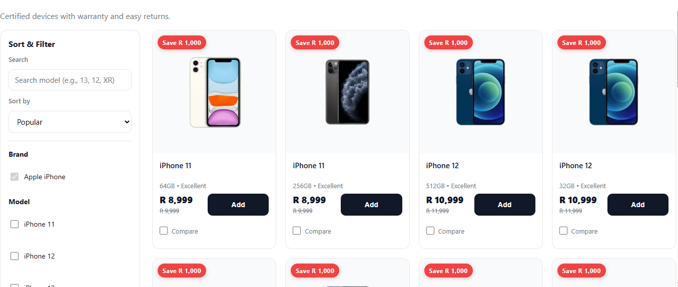 E-commerce brand site