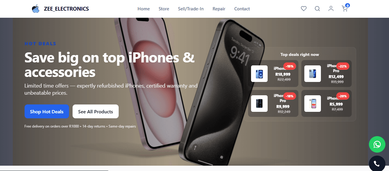Phone store website