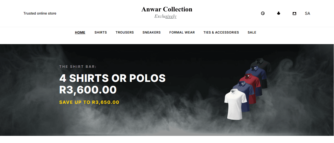 Retail shop website